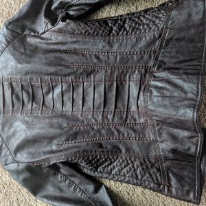 Guess leather jacket mahogany brown color